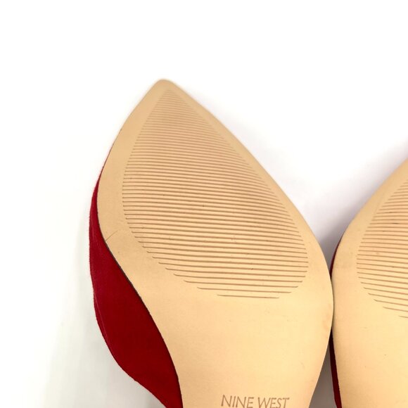 Nine West Womens Size 9.5 Red Suede Leather Pumps Heels Shoes - Picture 10 of 14